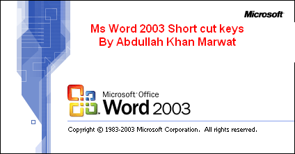 microsoft office 2003 shortcut keys