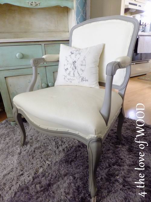 4 the love of wood PAINTING UPHOLSTERY grey and white french chair