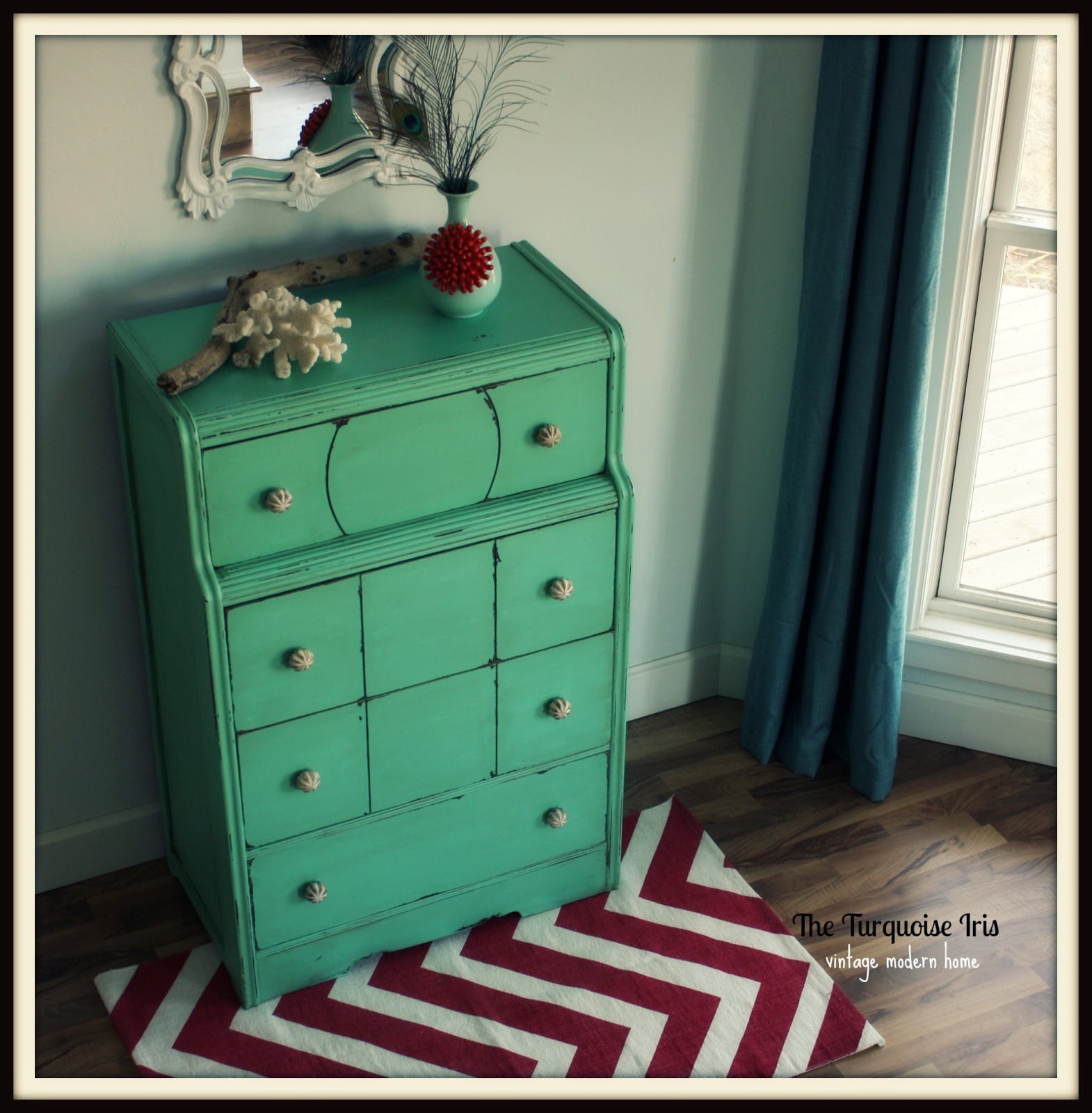 The Turquoise Iris Furniture & Art Mint Vintage Dresser
