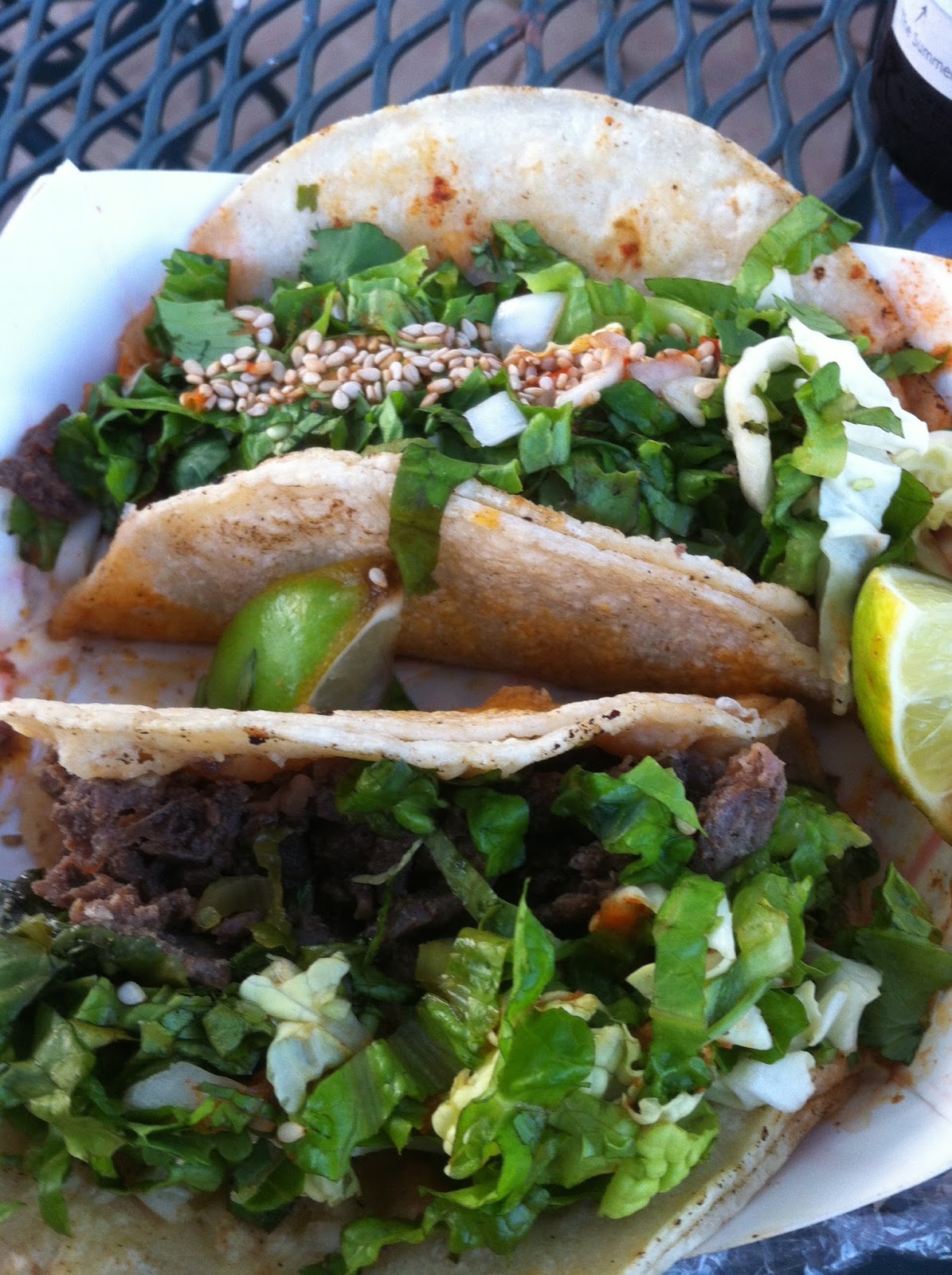 Houston Food Truck Reviews ChiLantro Beef and Pork Tacos
