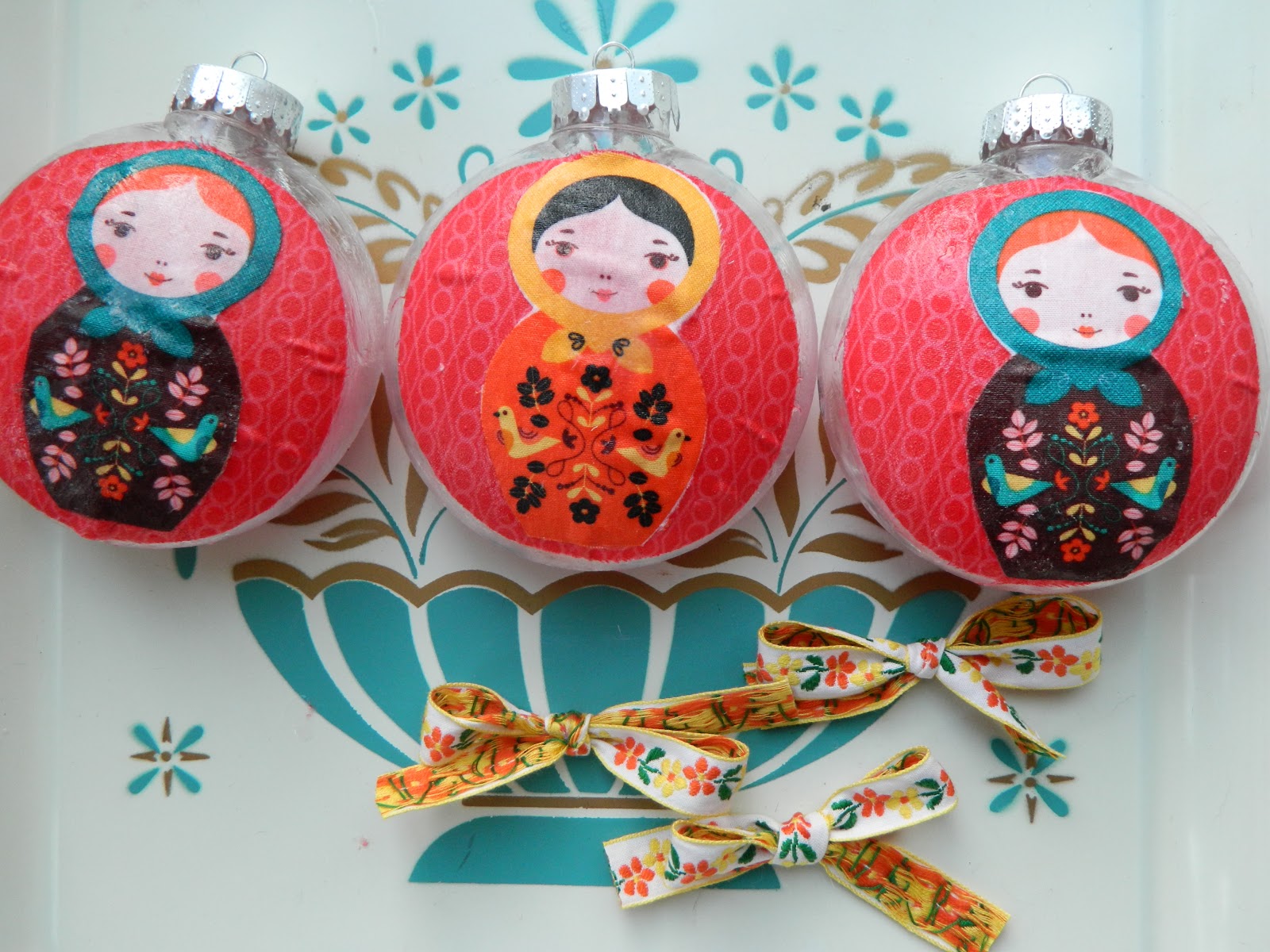 the vintage umbrella Nesting doll ornaments