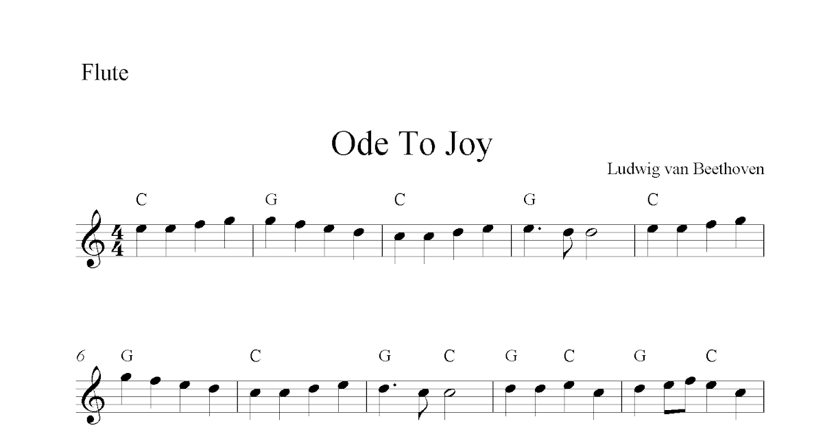 Ode To Joy, free flute sheet music notes