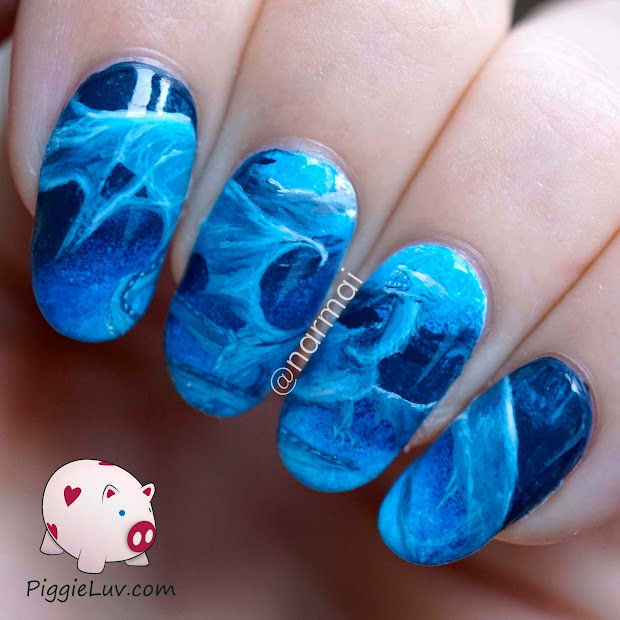 piggieluv blue water dragon nail