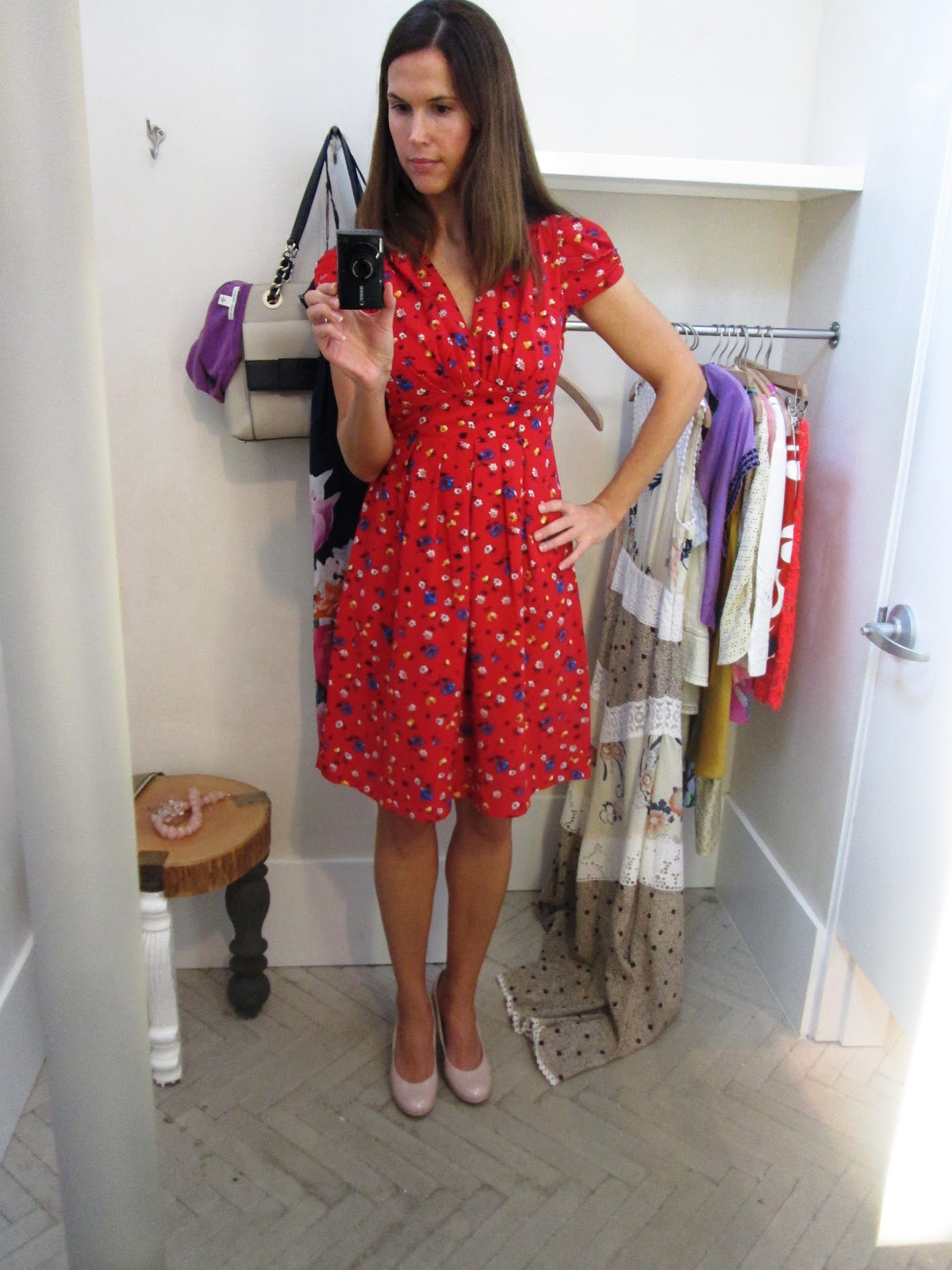 anthropologie red floral dress