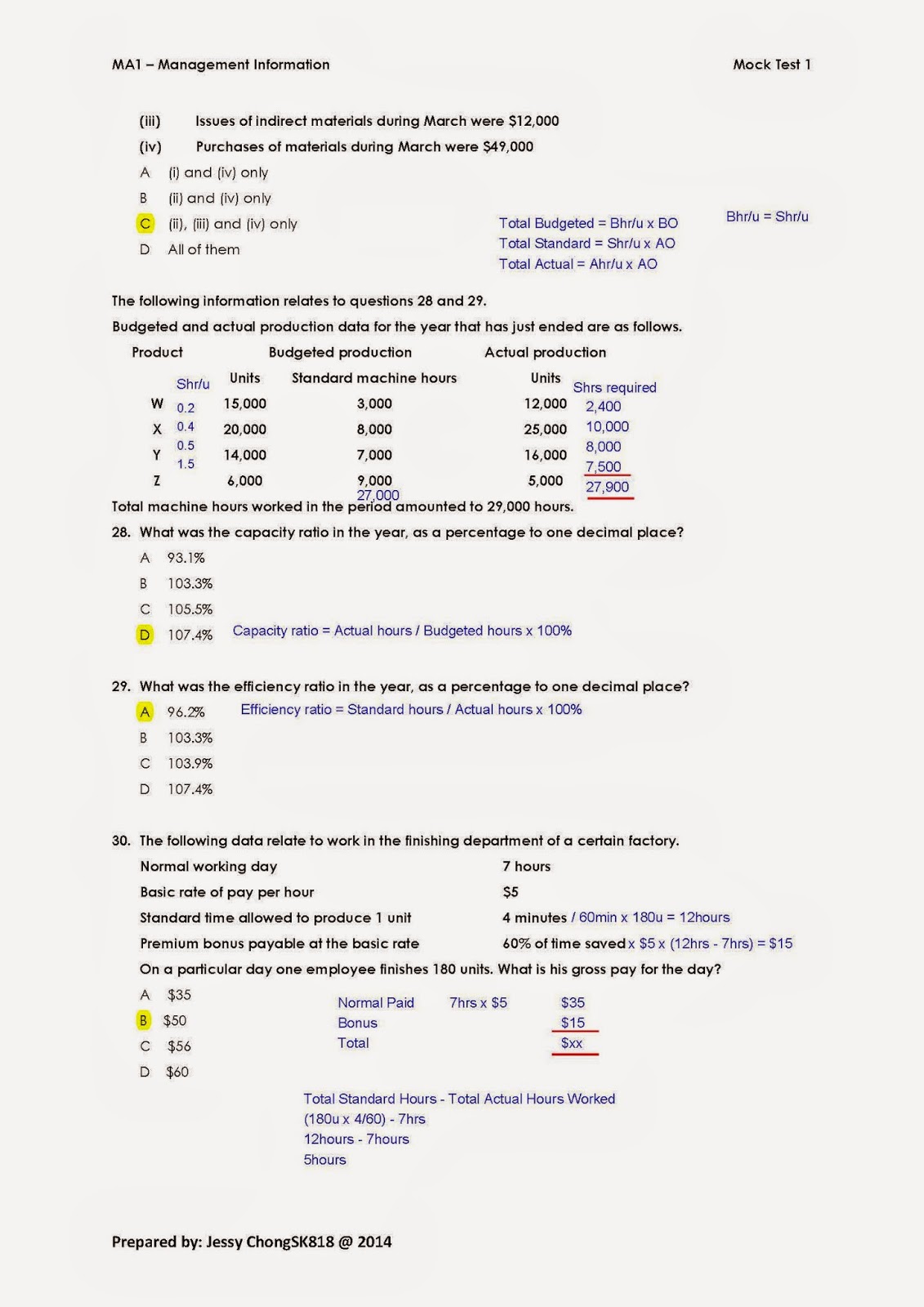 Jessy Chong (JC) MA1 Mock Test 1 (Answers)