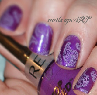 Purple Paisley Nail Art Stamping