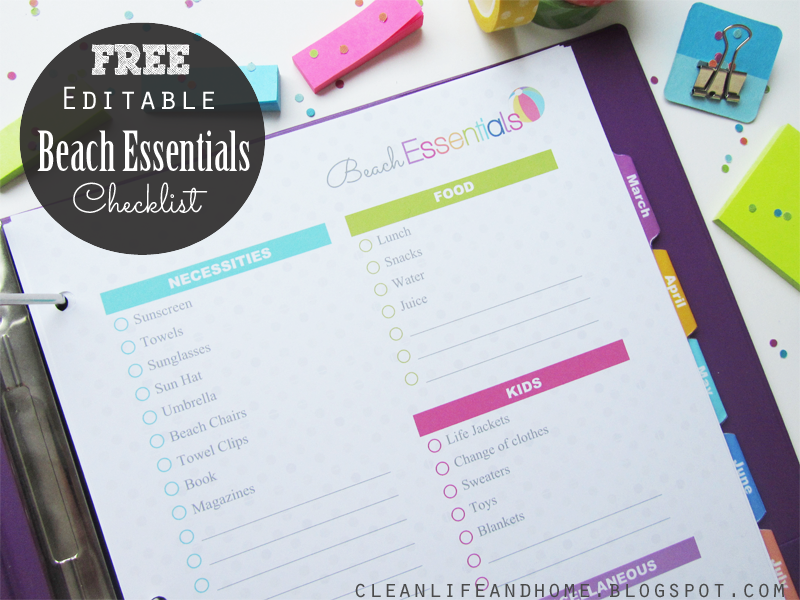 beach vacation checklist printable