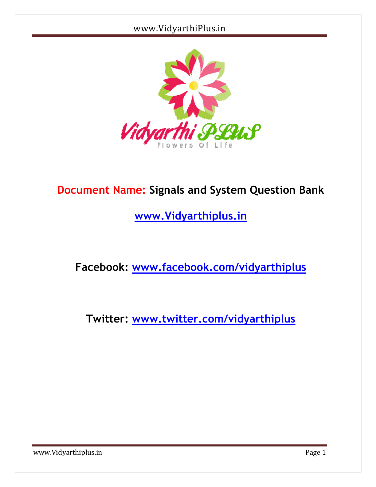 Signals and System Question Bank Vidyarthiplus (V+) Blog A Blog