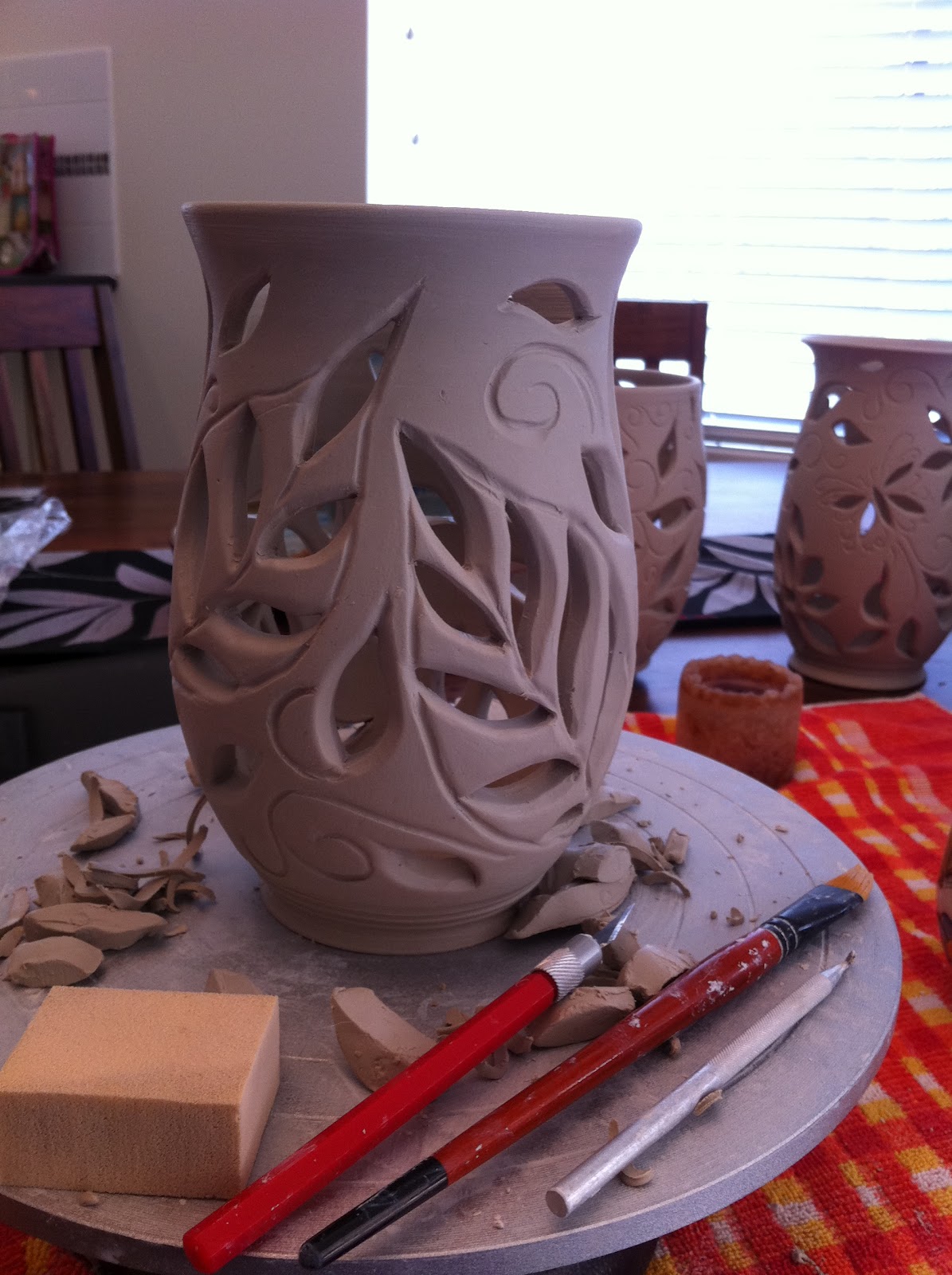 AnnieJeans Pottery... Incising and carving....