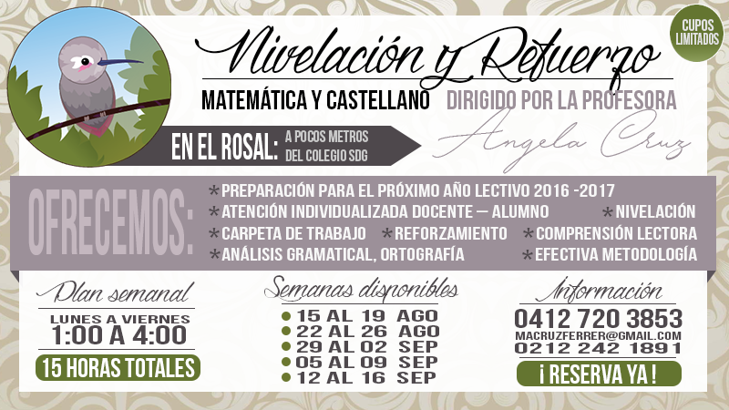 TALLER DE NIVELACIÓN Y REFUERZO 2016-2017