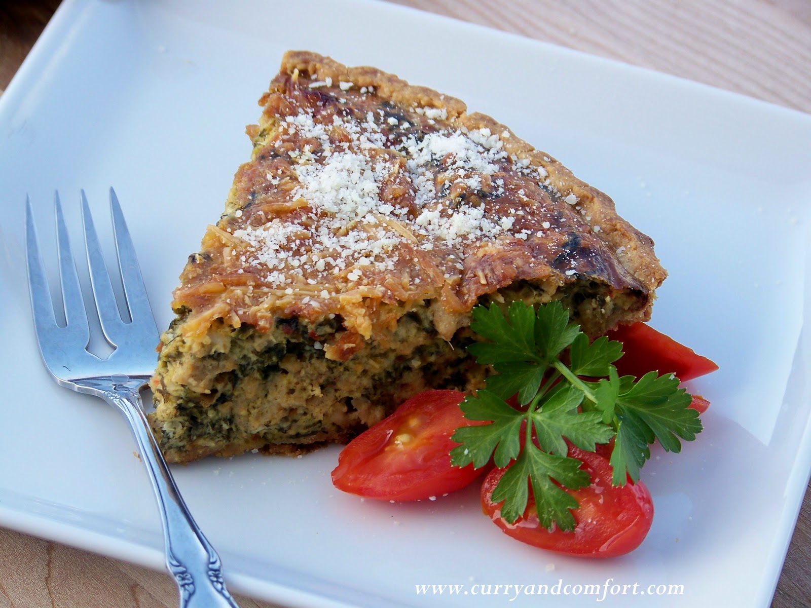 Kitchen Simmer Indian Spiced Spinach and Chicken Quiche