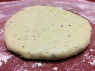 Gruyere Swiss cheese savoury Italian focaccia bread dough with herbs cream cheese
