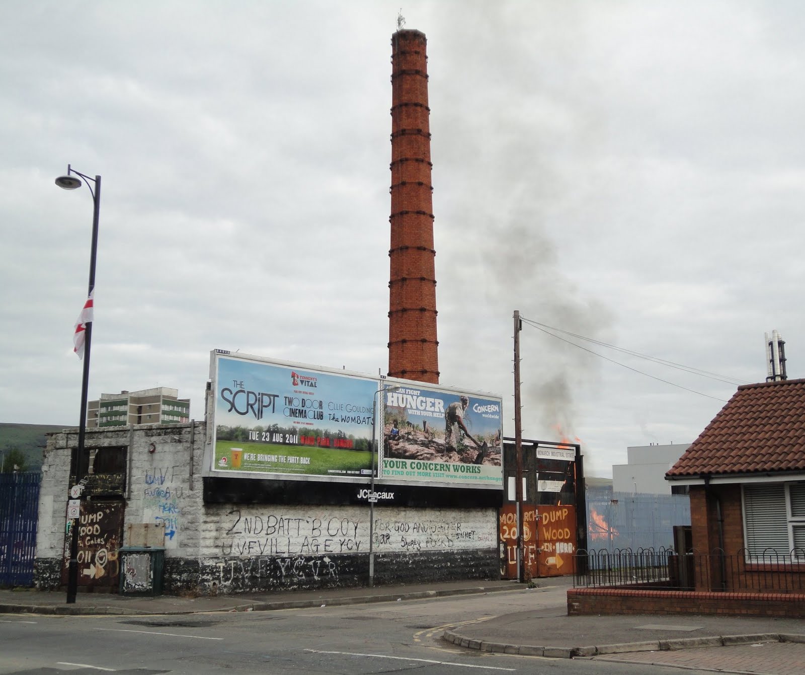 Alan in Belfast Smoke billowing above RISE this morning