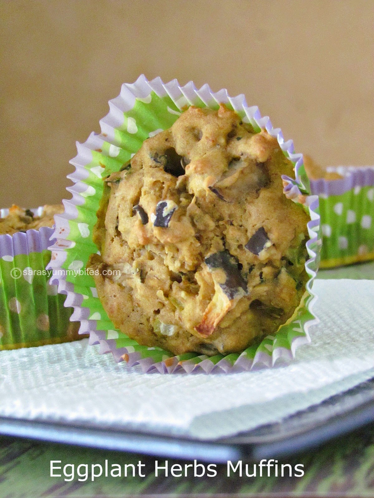 Eggfree Eggplant Herbs Muffins SarasYummyBites