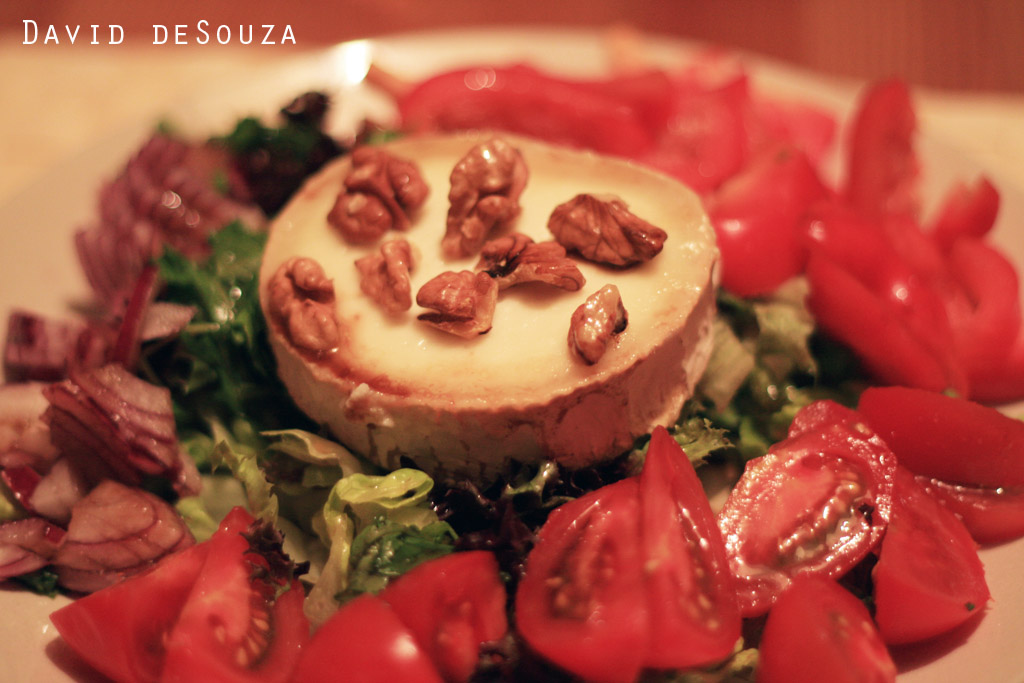 Grilled Goat's Cheese Salad with Walnuts and Honey dressing DAVID