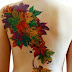 COLOURFUL LEAVES TATTOO ON BACK 