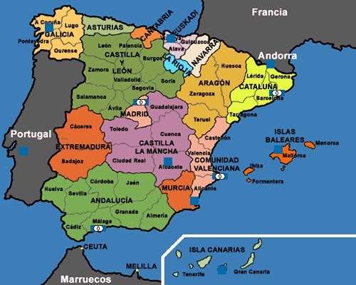 Mapa Politico De Portugal E Espanha
