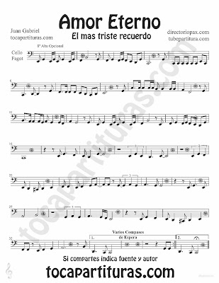 Tubescore Etern Love by Juan Gabriel sheet music for Cello and Bassoon Rocio Durcal Bolero music score