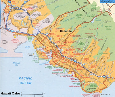 Honolulu map of Oahu