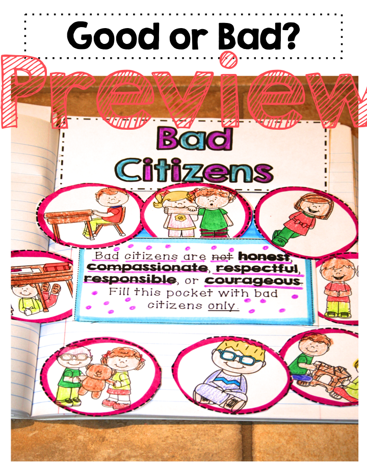 Bad Citizens Kindergarten Social Studies Interactive Notebook by Kayse Morris