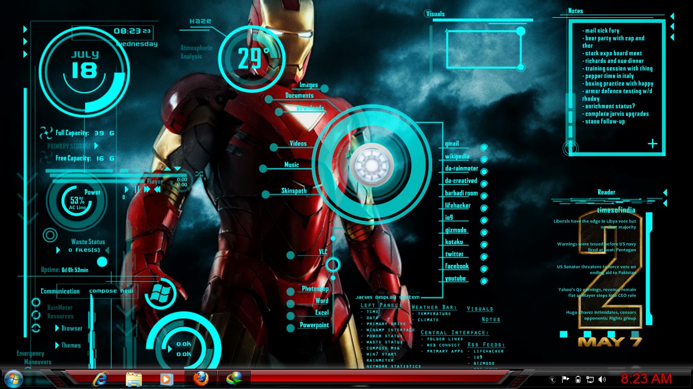 jarvis rainmeter skin