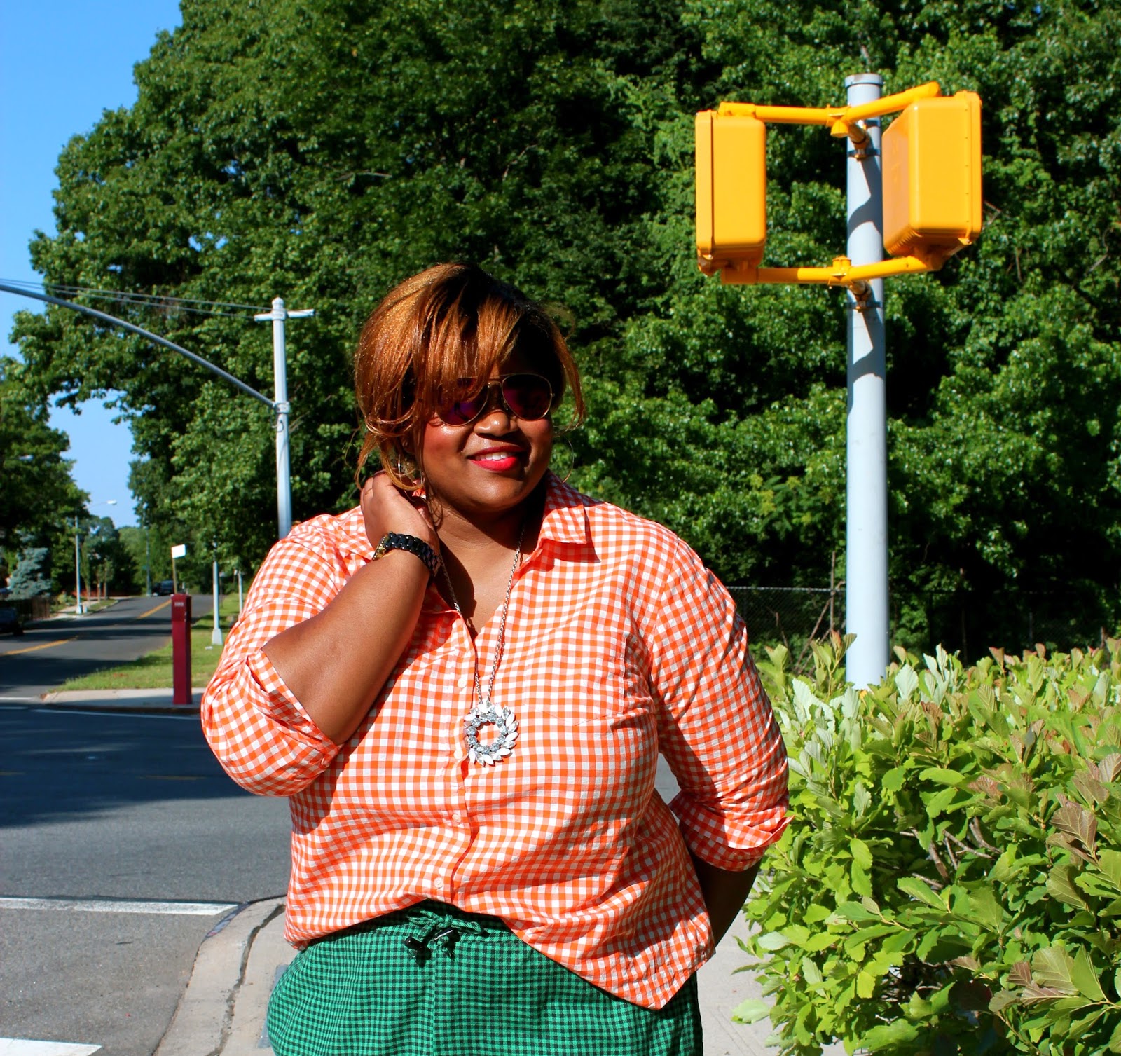 checkered+pant+checkered+shirt+silver+heels