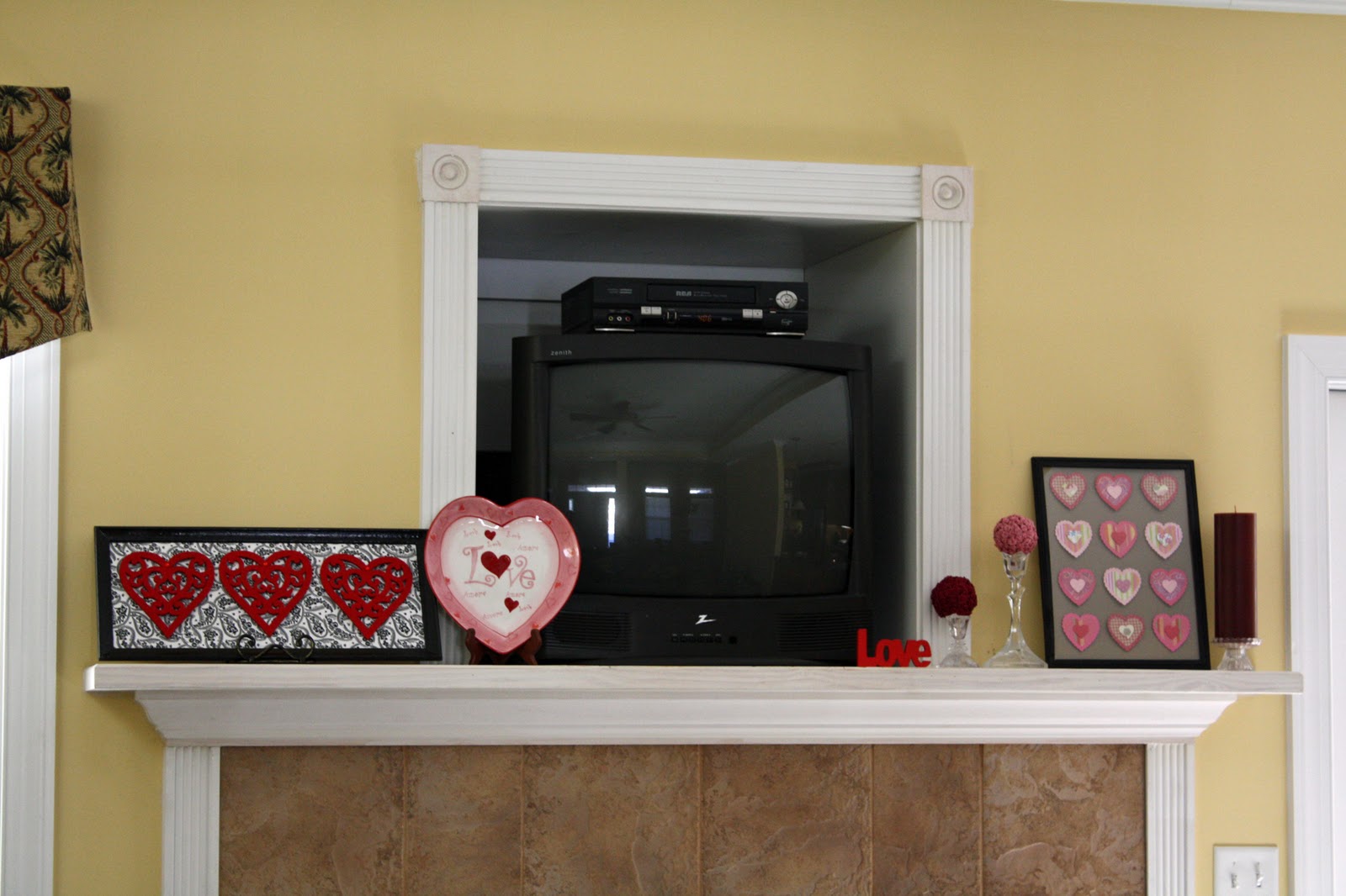 Rose ball candlestick topiary (and mantel decor)