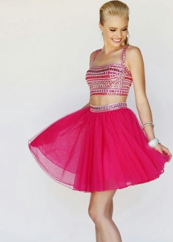 2 piece prom dresses short skirt