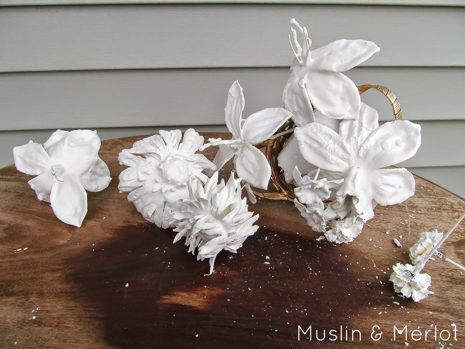 Plaster Dipped Flowers Muslin and Merlot