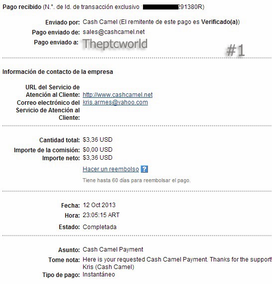 1° Pago de Cashcamel $3.36 1st+payment+cashcamel