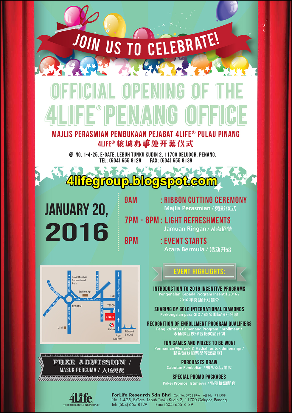 Majlis Perasmian Pembukaan Pejabat 4Life Pulau Pinang foto Majlis Perasmian Pembukaan Pejabat 4Life Pulau Pinang