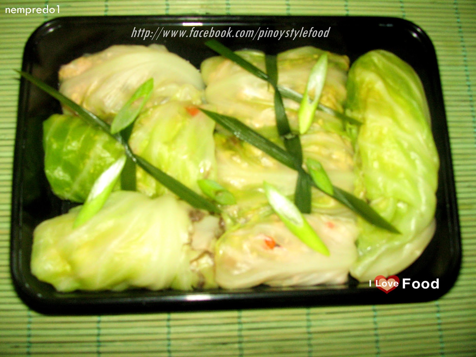Pagkaing Pinoy Ground pork wrap in cabbage leaves