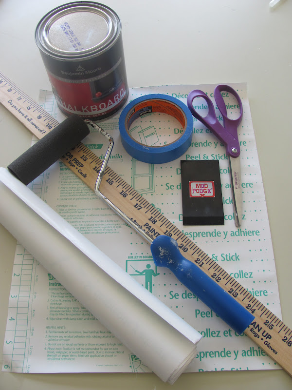 City Farmhouse Chalkboard Contact Paper Hutch Makeover