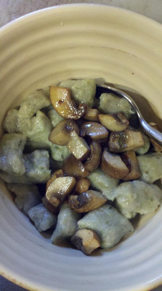 ramblingstump Garlic Scape Gnocchi with Mushrooms