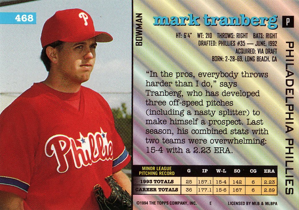 The Baseball Card Blog TranbergBrand Cheese