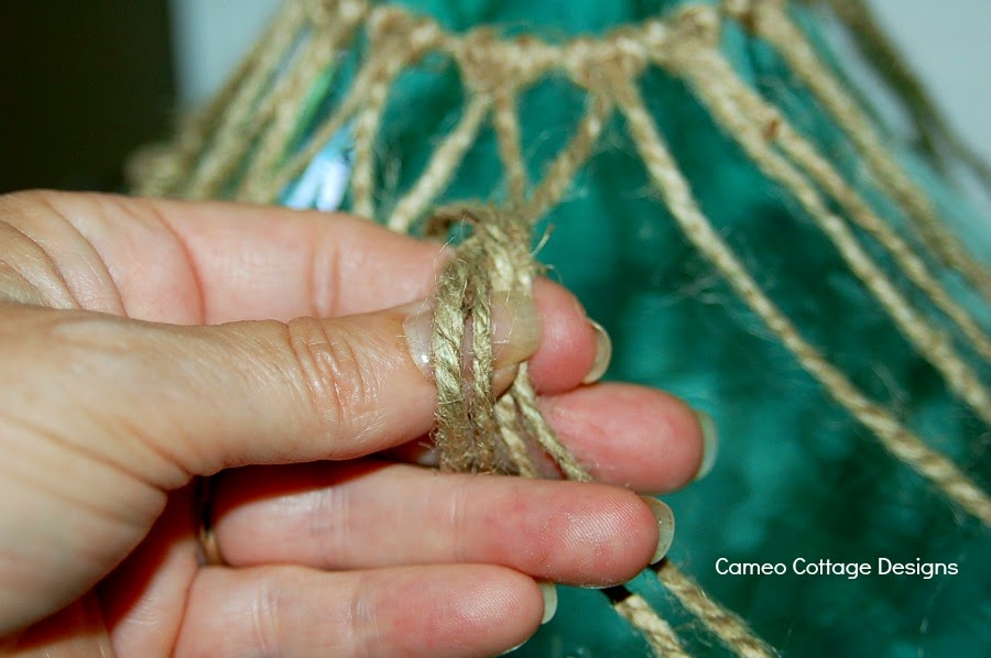 Cameo Cottage Designs Knotted Jute Net Demijohns or Bottles DIY Tutorial