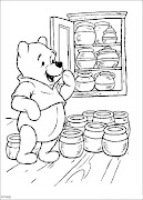 coloriage winnie l'ourson et les pots de miel