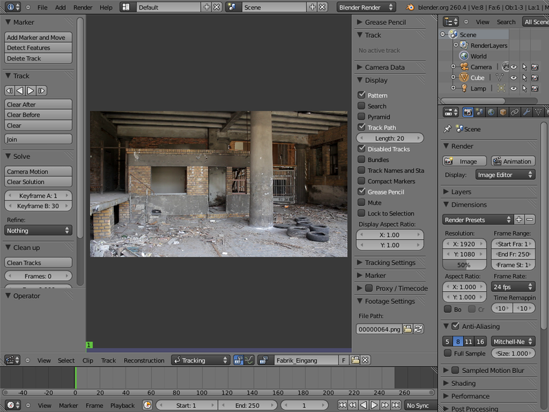 Manuel d'utilisation du Camera Motion Tracking Blender 2.6x blender4d