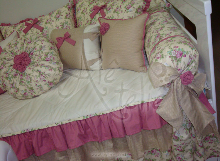 Quarto de Beb? Floral Rosa Seco com Bonecas de Pano Kit de ber?o e Decoracao Quarto De Bebe Rosa Seco ~ Quarto de Beb? Floral Rosa Seco com Bonecas de Pano Kit de ber?o e