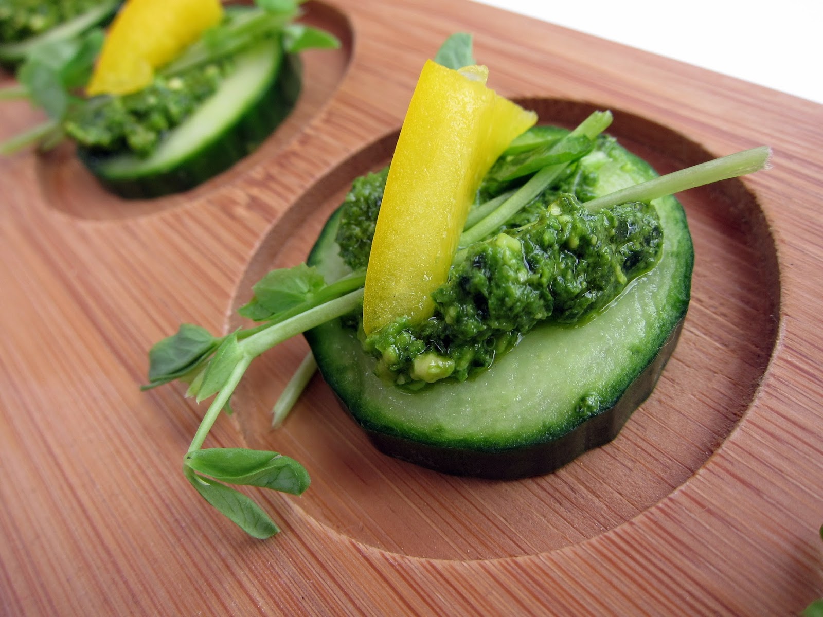 Cupcakes and Kale cucumber pesto canapés