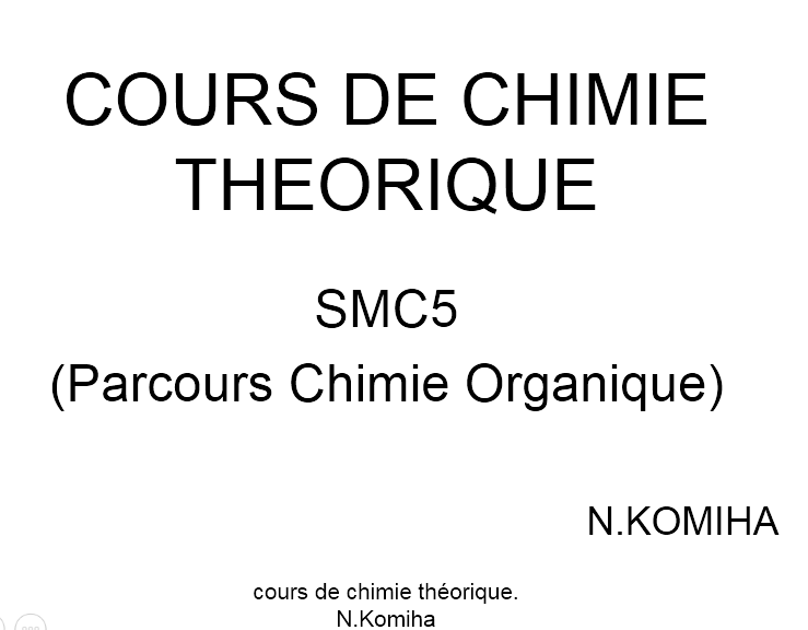 COURS DE CHIMIE THÉORIQUE (parcours chimie organique) format PPS