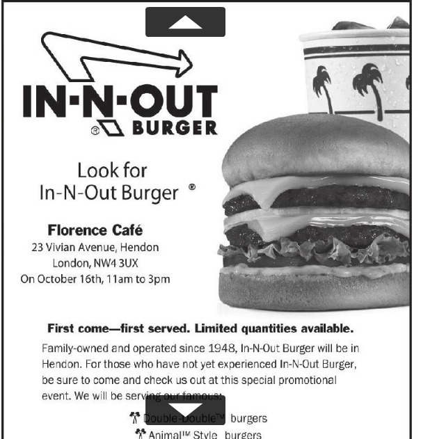 In-N-Out in Hendon - Finchley Times Ad