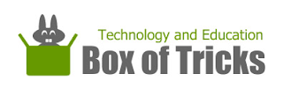 Green box with rabbit and the words Technology and Education, box of tricks.