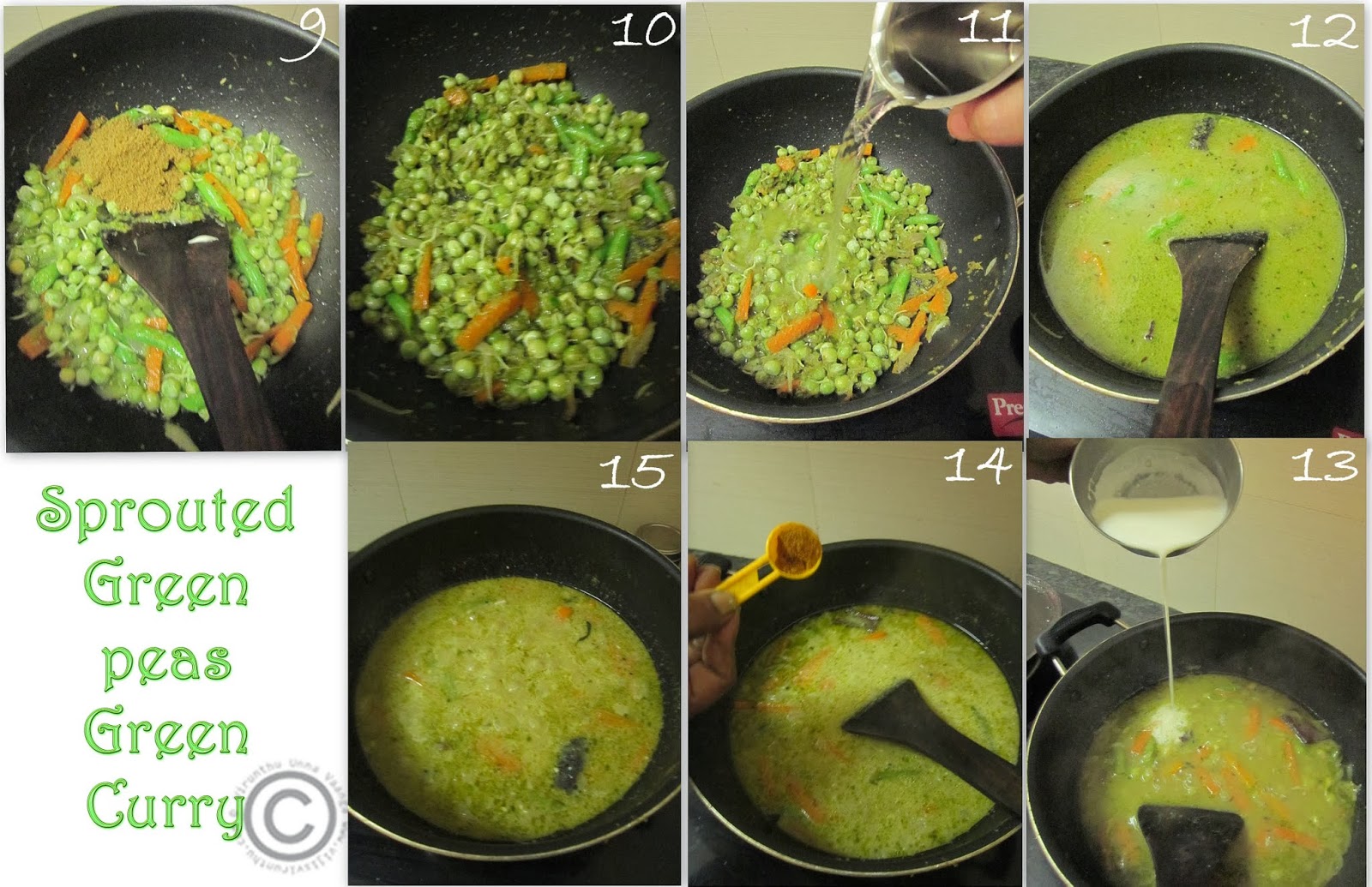 VIRUNTHU UNNA VAANGA SPROUTED GREEN PEAS GREEN CURRY I GREEN PEAS