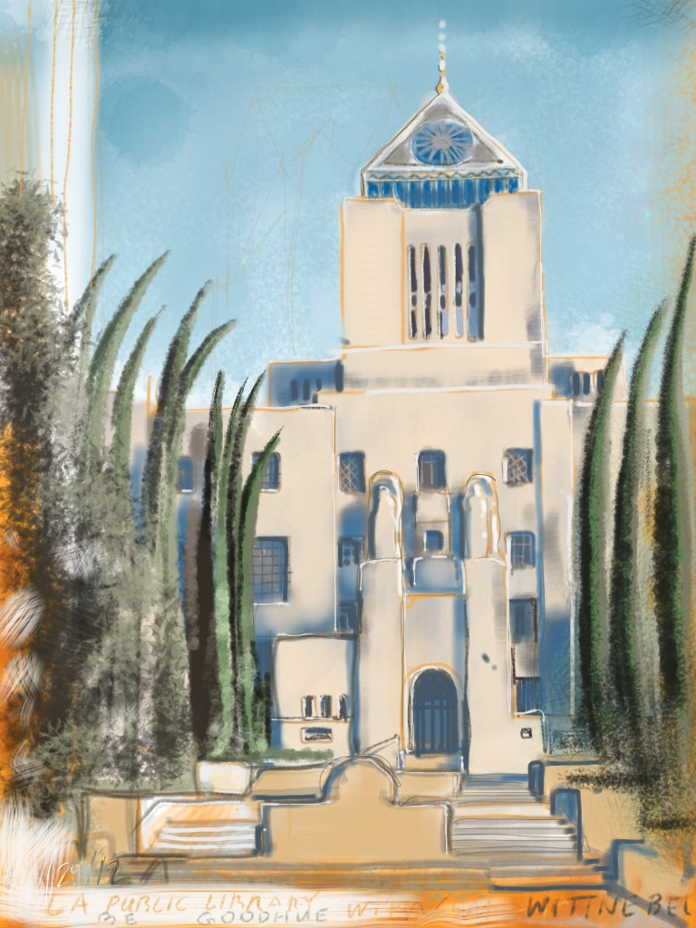 drawing (on) the world LA Public Library downtown view...