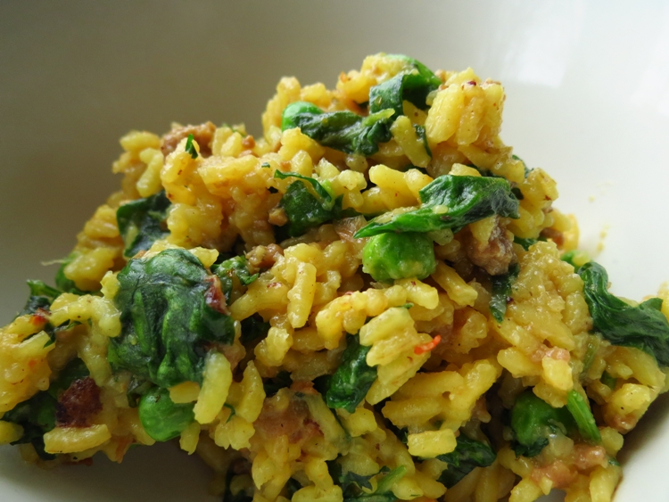 The Bakers yellow rice with greens & sausage {easy}