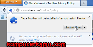 restart firefox untuk memasang alexa toolbar