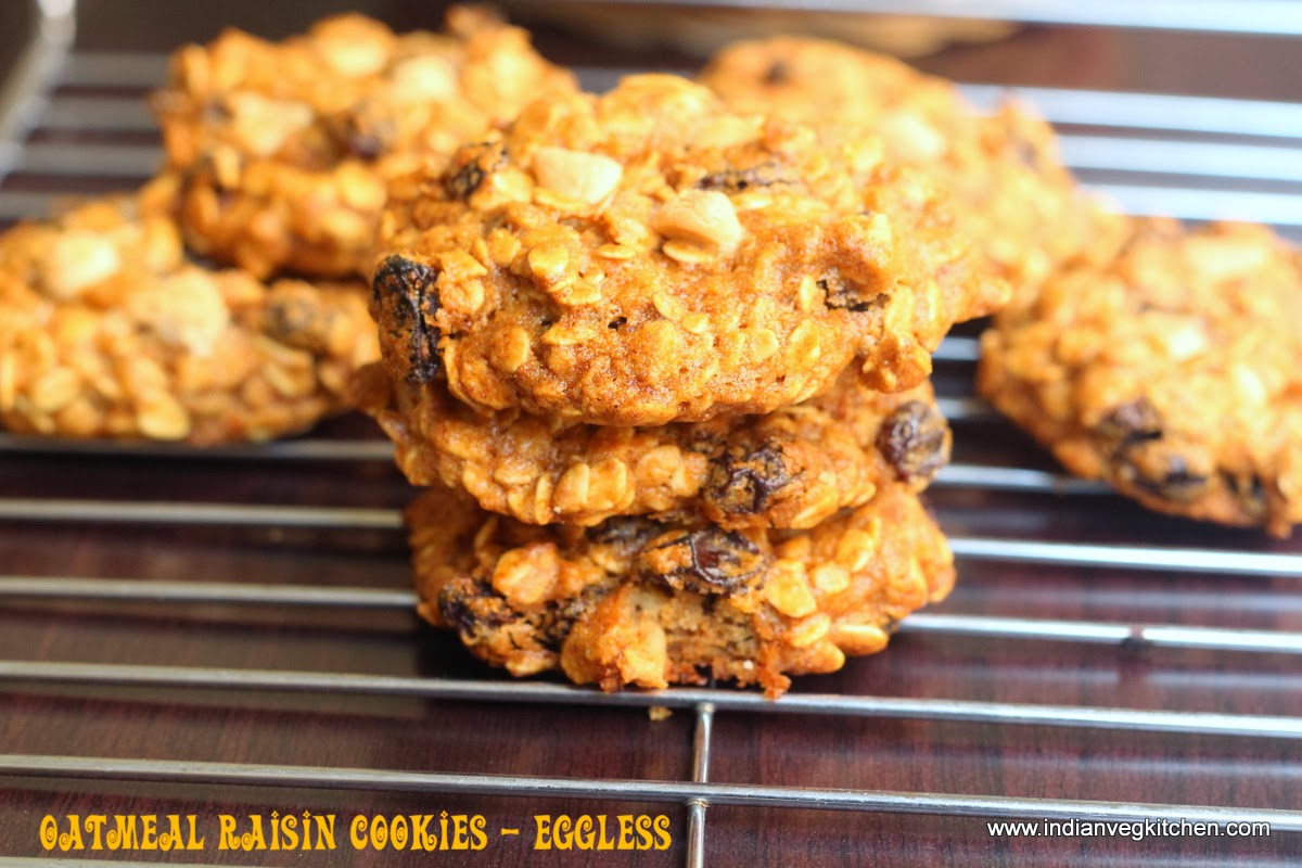 IndianVegKitchen Oatmeal Raisin Cookies Healthy Kids Snack Eggless