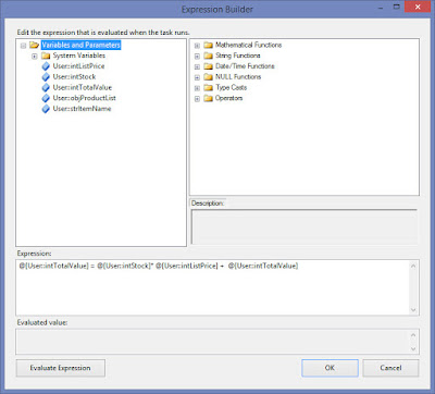 Screenshot of Expression Builder window with the Variables and Parameters folder selected and open to show files and subfolders
