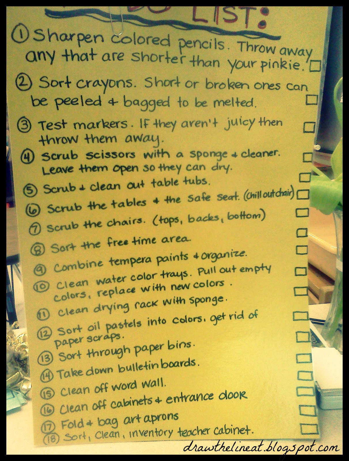 Draw The Line At art room clean up